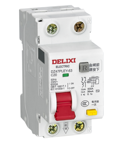 Delixi original DZ47PLEY-63 1P+N RCBO RCD 6A 10A 16A 25A 32A 40A 50A 63A 30mA 100mA 300mA Residual Current Circuit Breaker