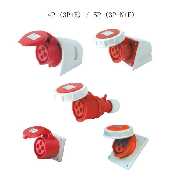 220V 380V 16A 32A IP44 IP67 4Pole 4P 5Pole 5P 6H Wall mounted Panel mounted Coupler female Industrial Socket Outlets