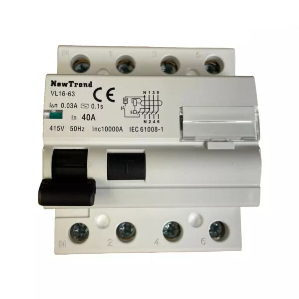 Type A or Type AC RCD RCCB 2P 4P 25A 40A 63A 30mA 100mA 300mA 500mA 6kA 10kA Residual Current Circuit Breaker