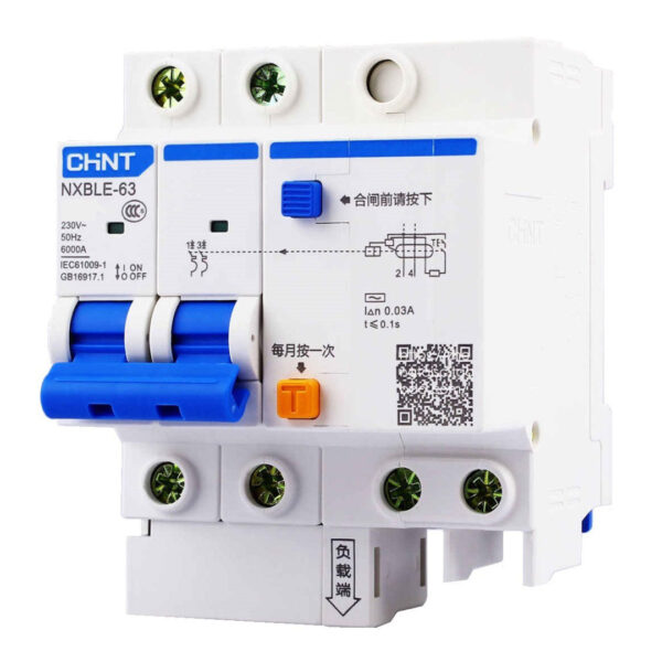 Chint NXBLE-63 1P+N 2P 3P 3P+N 4P 6A 10A 16A 20A 25A 32A 40A 50A 63A 30mA Type AC Type A CHNT RCBO Residual Current Operated Cir