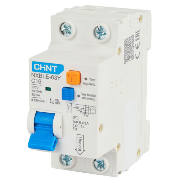 Chint NXBLE-63Y 1P+N 6A 10A 16A 20A 25A 32A 40A 50A 63A 10mA 30mA 50mA 100mA 300mA CHNT RCBO Residual Current Circuit Breaker